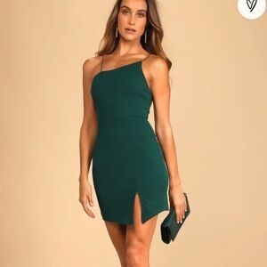 Lulu’s Party for Two Emerald Green Strappy Bodycon Cocktail Dress